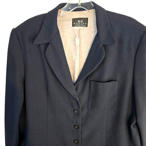 S. C. Basics Womens Blazer 14P 14 P Petite Size PL Black Button Down Coat Jacket - Picture 2 of 7